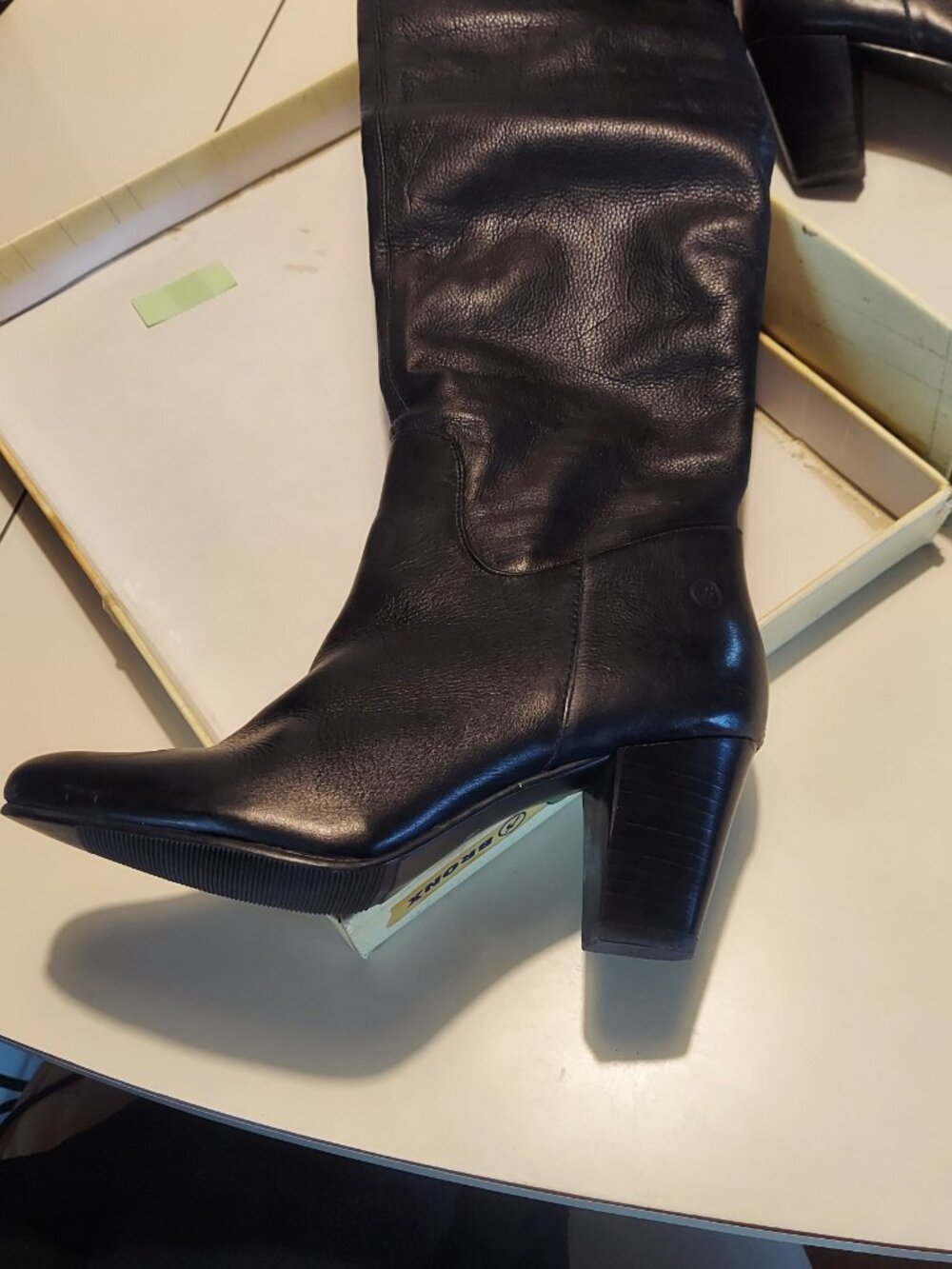 Leather knee high boots
